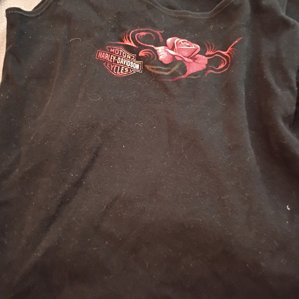 Harley-Davidson Black Tank with Pink Floral Design